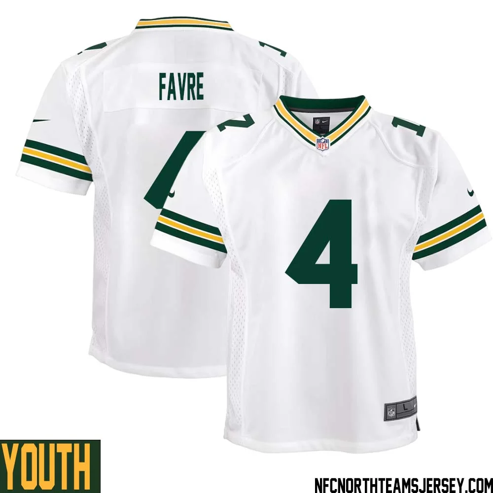 Brett Favre No 4 Green Bay Packers Away Game Jersey Youth White