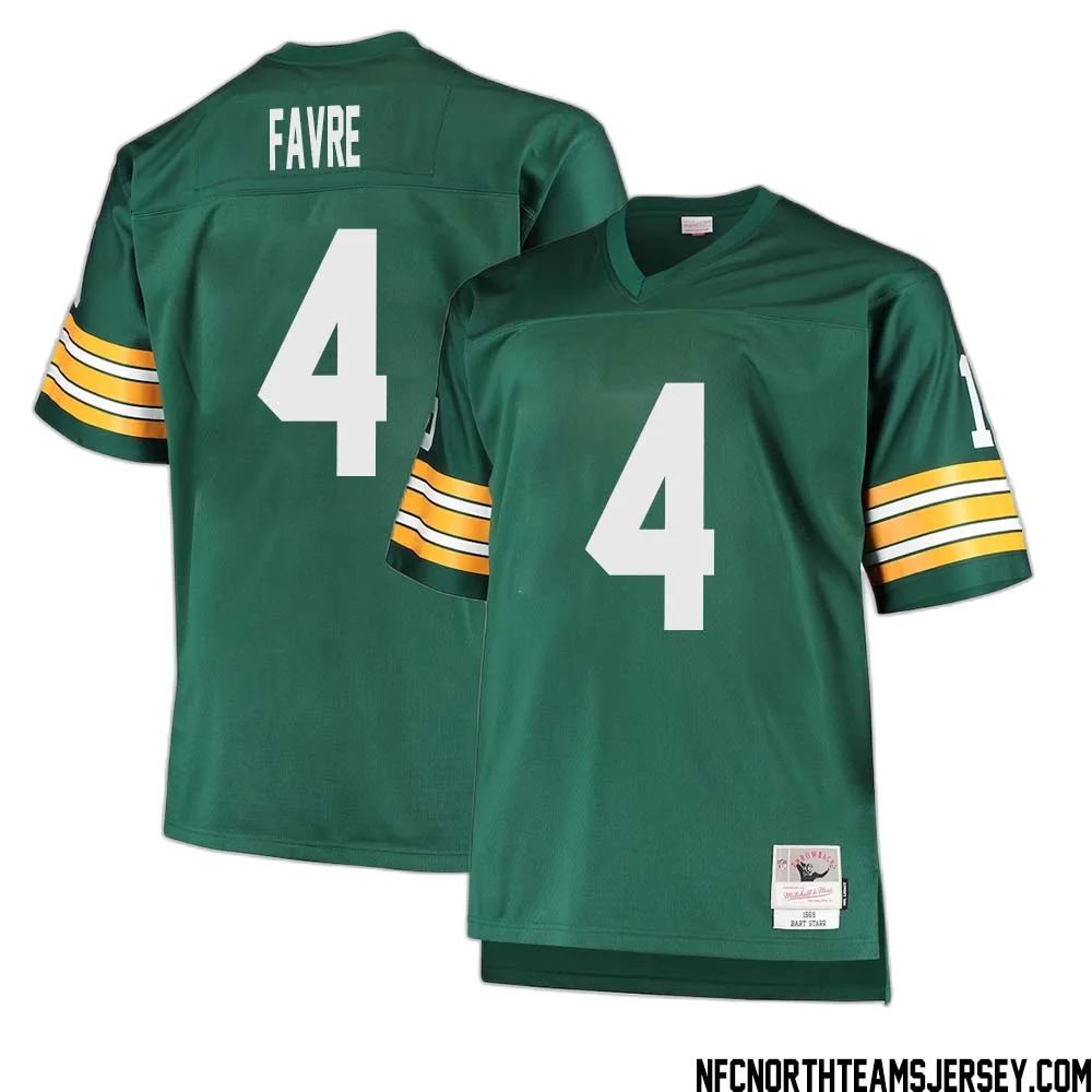 Brett Favre No 4 Green Bay Packers Mitchell Ness Big Tall 1968 Retired Player Replica Jersey Green 1