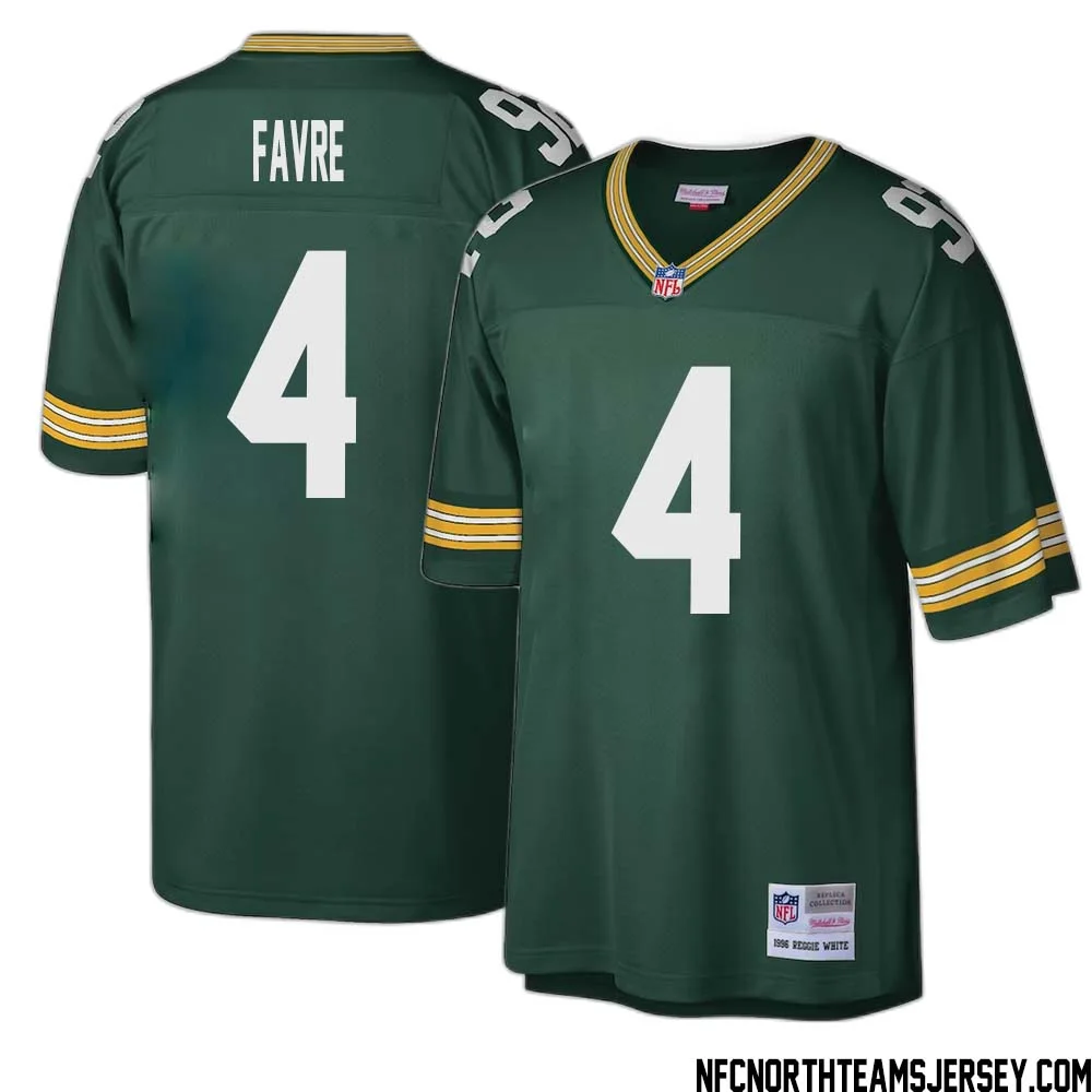 Brett Favre No 4 Green Bay Packers Mitchell Ness Big Tall 1996 Retired Player Replica Jersey Green 1 1