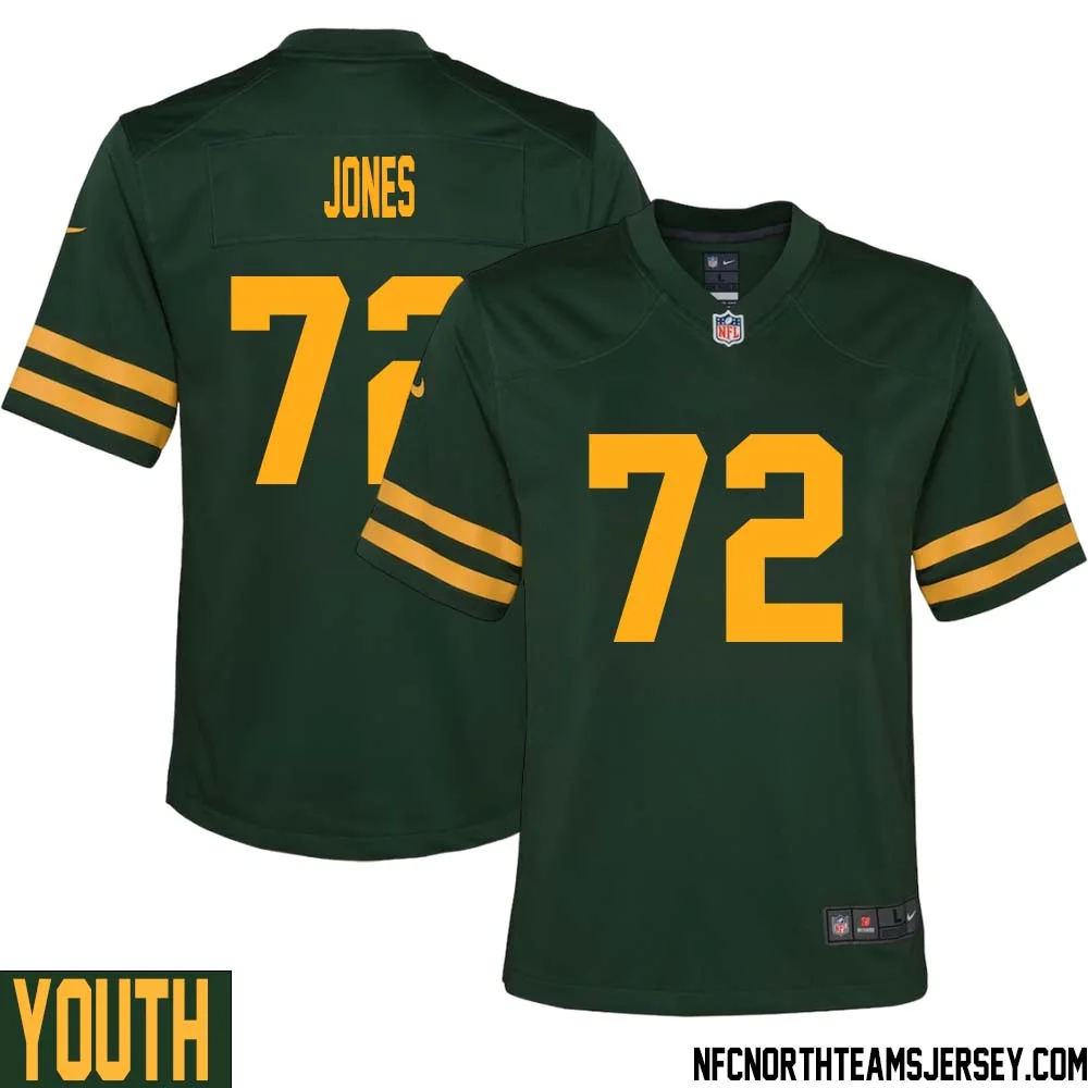 Caleb Jones No 72 Green Bay Packers Alternate Jersey Green Youth 1