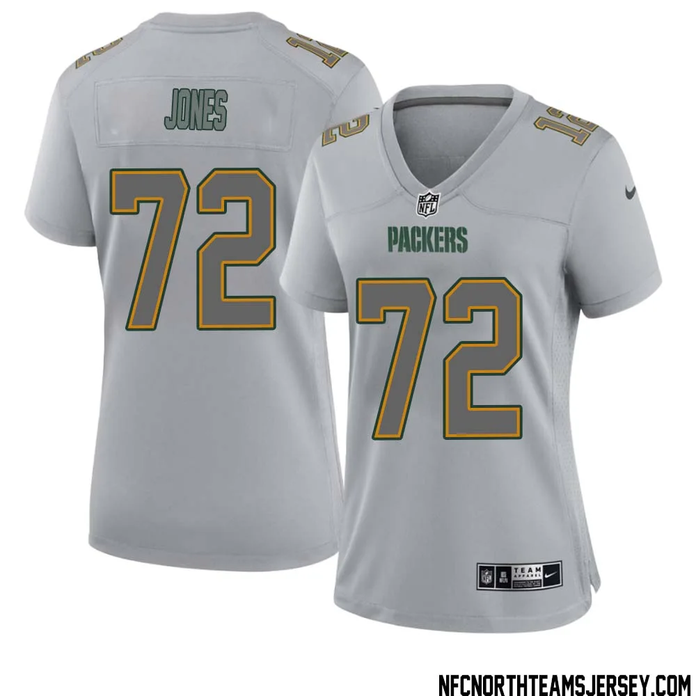 Caleb Jones No 72 Green Bay Packers Atmosphere Jersey Grey Womens 1