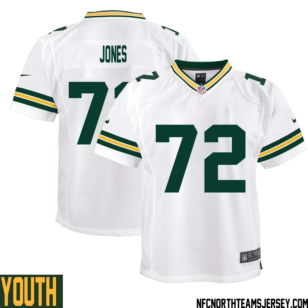 Caleb Jones No 72 Green Bay Packers Away Game Jersey Youth White