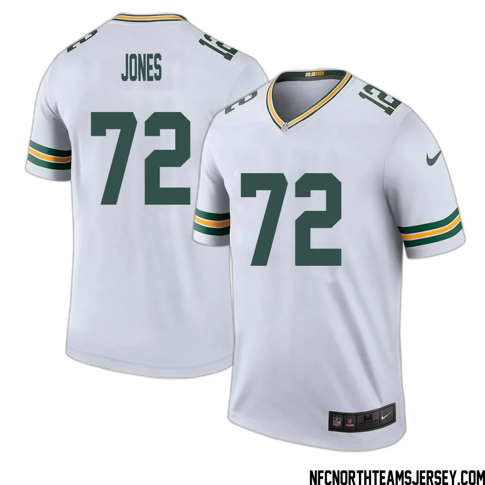 Caleb Jones No 72 Green Bay Packers Color Rush Legend Jersey White Mens