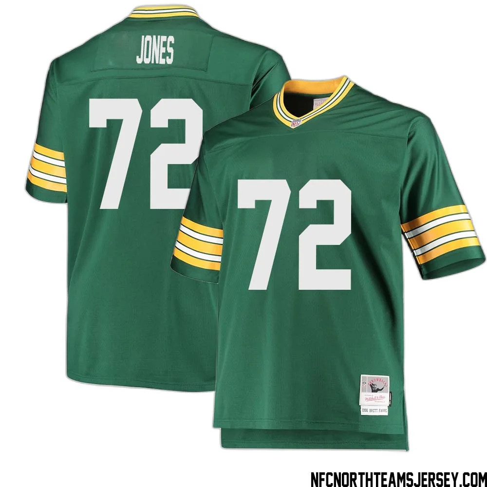 Caleb Jones No 72 Green Bay Packers Mitchell Ness Big Tall 1996 Retired Player Replica Jersey Green