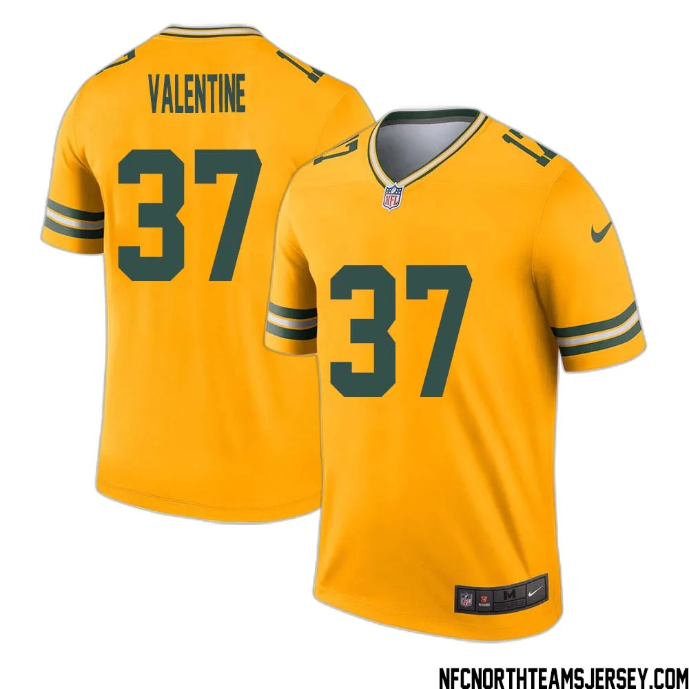 Carrington Valentine No 37 Davante Adams Green Bay Packers Inverted Legend Jersey Gold 1