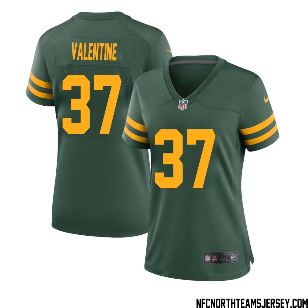 Carrington Valentine No 37 Green Bay Packers Alternate Jersey Green Womens