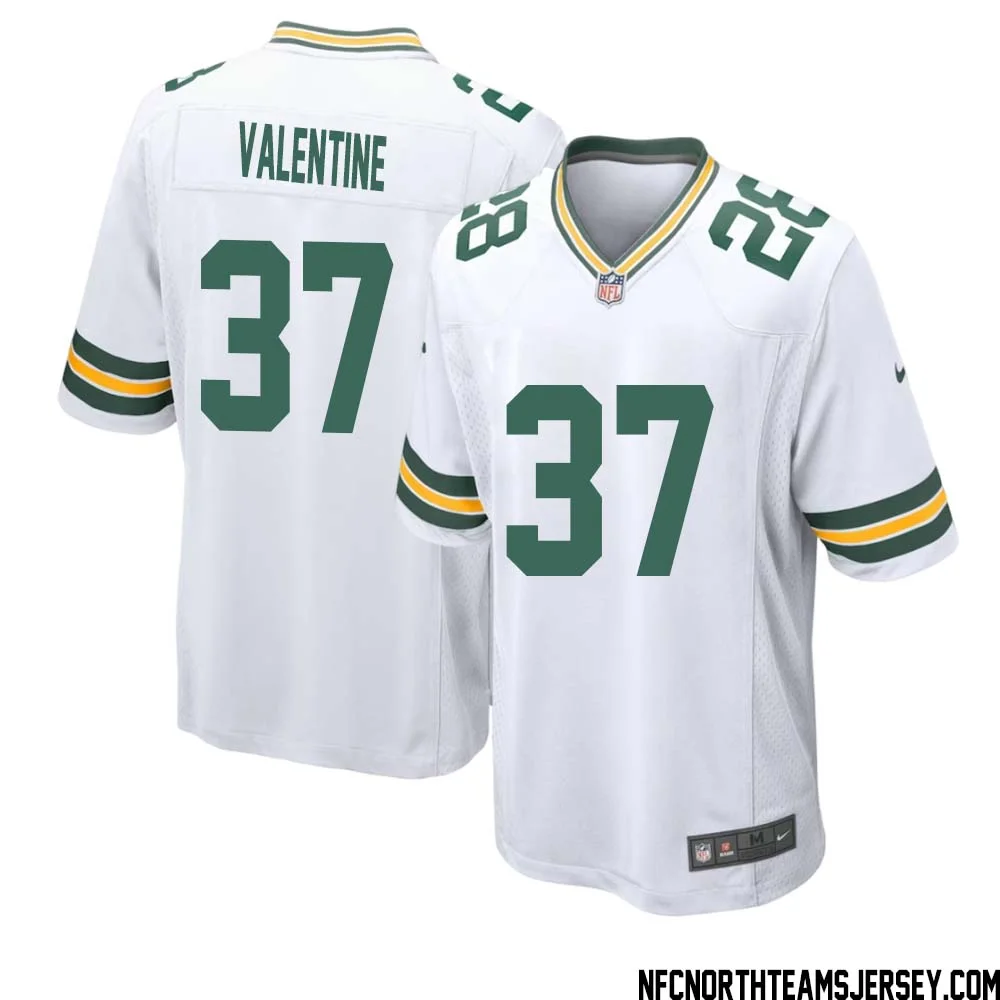 Carrington Valentine No 37 Green Bay Packers Away Game Jersey Mens White 1