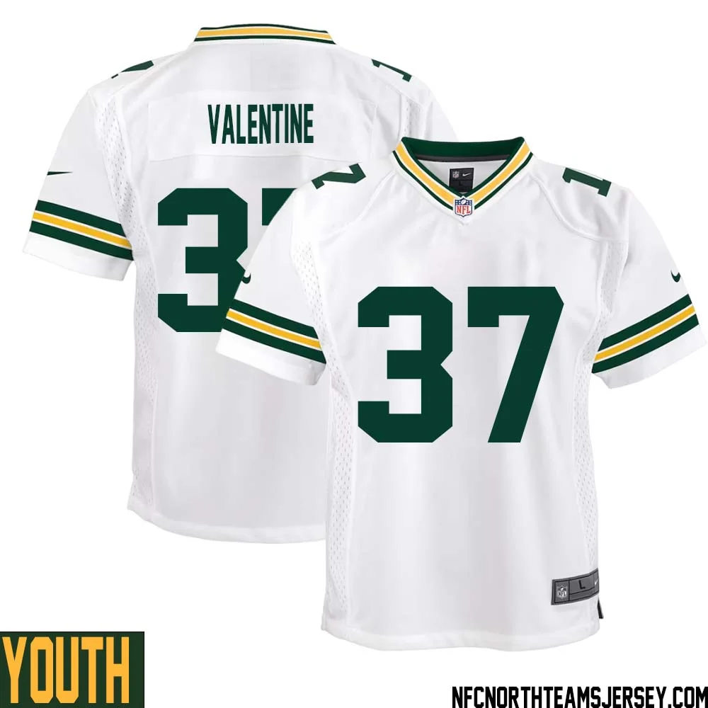 Carrington Valentine No 37 Green Bay Packers Away Game Jersey Youth White