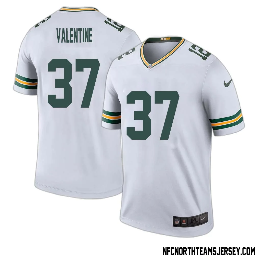 Carrington Valentine No 37 Green Bay Packers Color Rush Legend Jersey White Mens