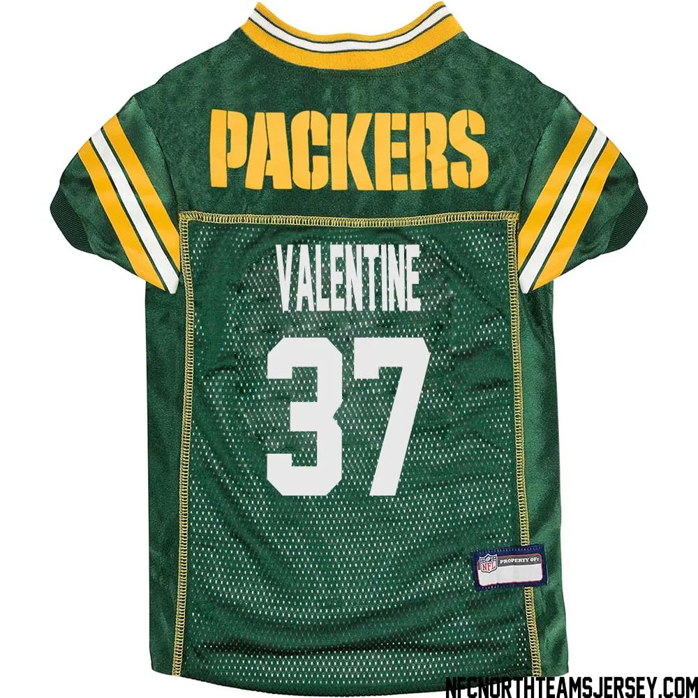 Carrington Valentine No 37 Green Bay Packers Dog Jersey Green