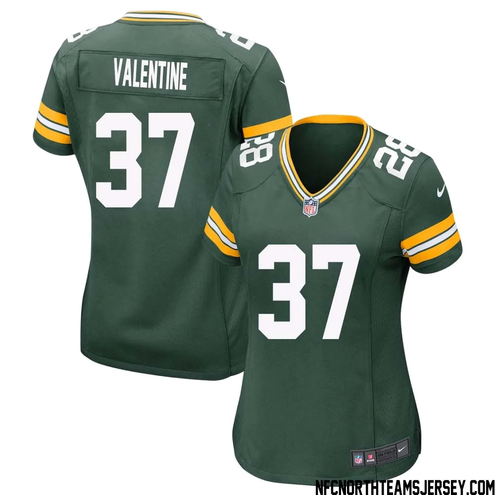 Carrington Valentine No 37 Green Bay Packers Home Game Jersey Womens