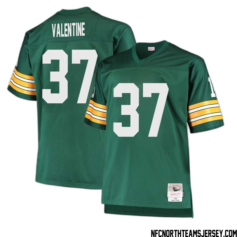 Carrington Valentine No 37 Green Bay Packers Mitchell Ness Big Tall 1968 Retired Player Replica Jersey Green