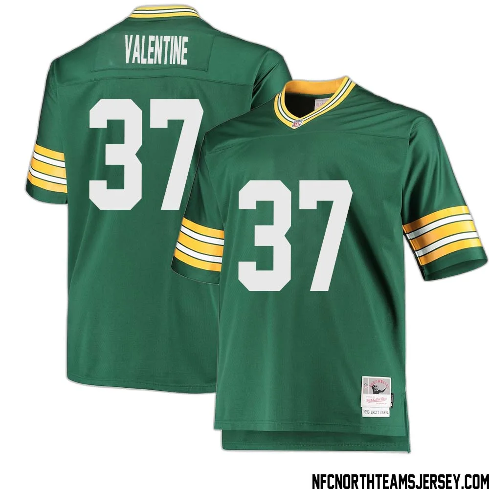 Carrington Valentine No 37 Green Bay Packers Mitchell Ness Big Tall 1996 Retired Player Replica Jersey Green 2