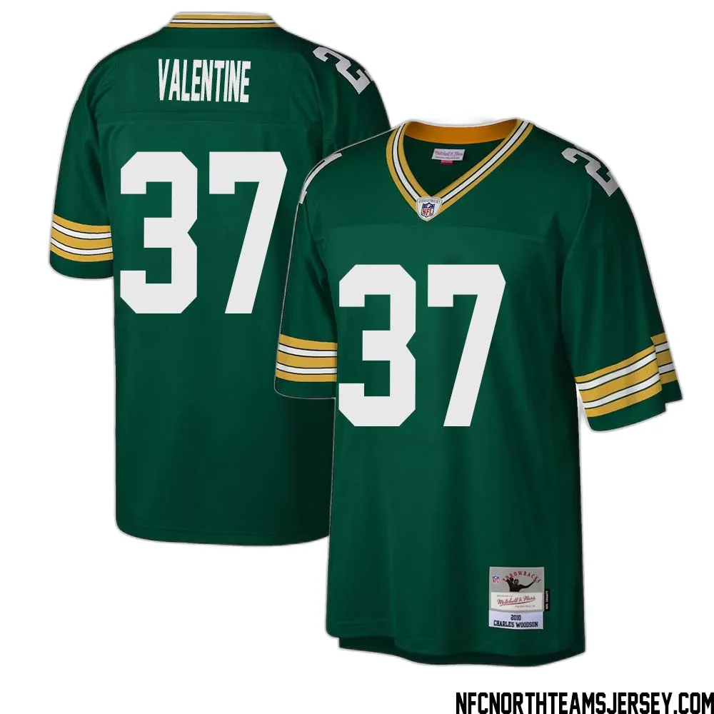 Carrington Valentine No 37 Green Bay Packers Mitchell Ness Legacy Replica Jersey Green