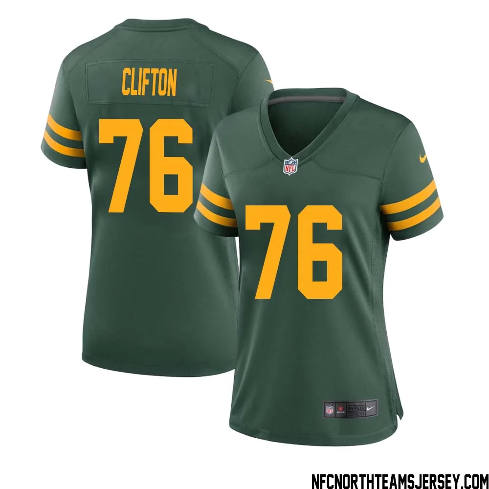Chad Clifton No 76 Green Bay Packers Alternate Jersey Green Womens 1