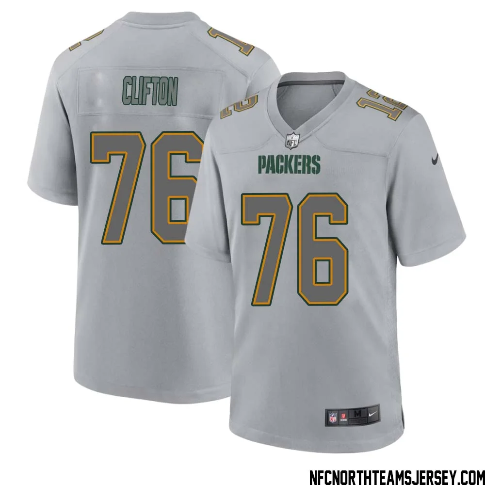 Chad Clifton No 76 Green Bay Packers Atmosphere Jersey Grey Mens