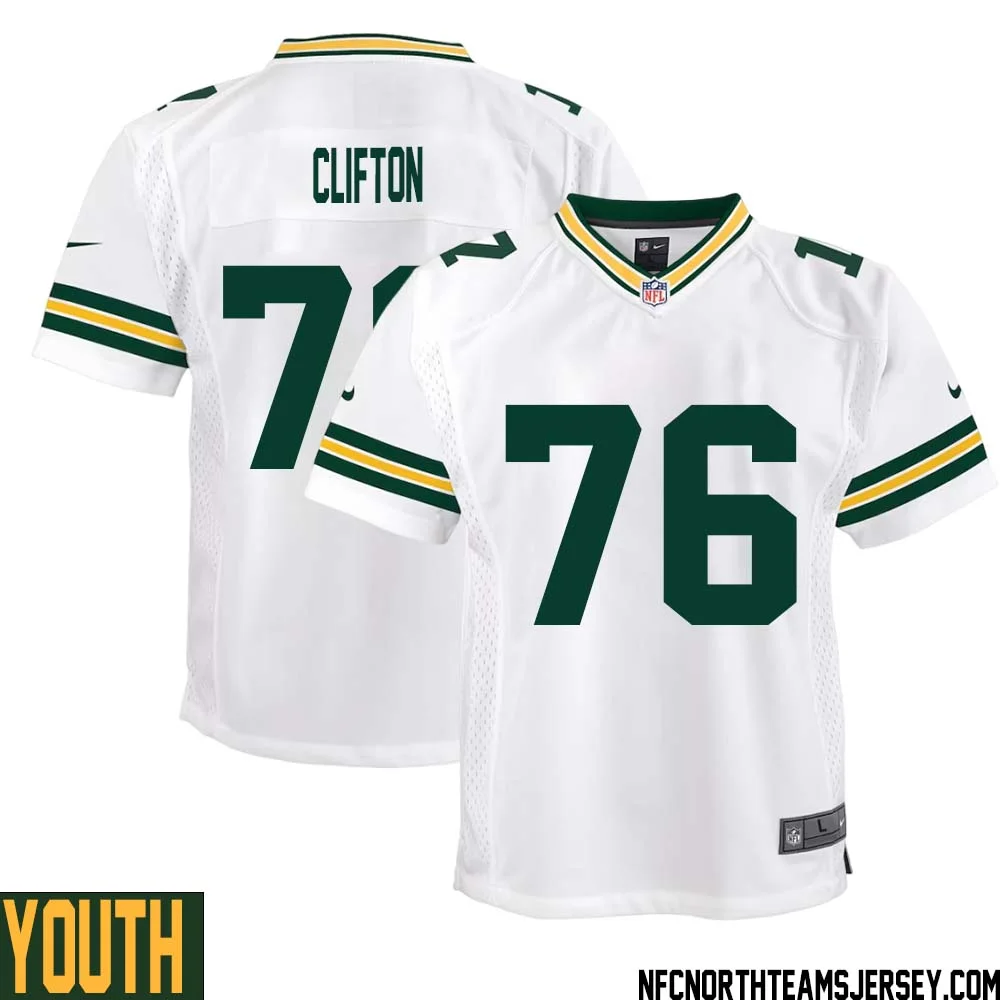 Chad Clifton No 76 Green Bay Packers Away Game Jersey Youth White 1