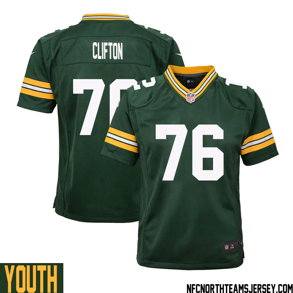 Chad Clifton No 76 Green Bay Packers Home Game Jersey Youth 1