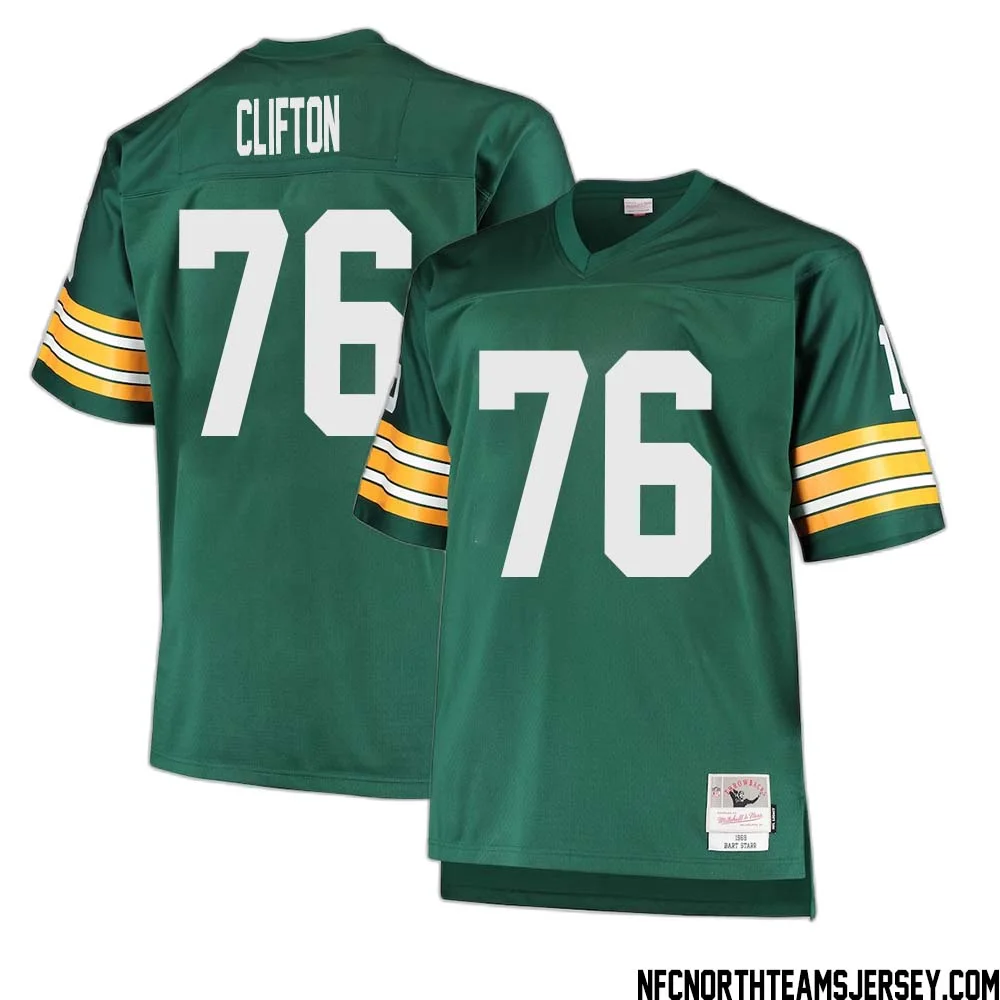 Chad Clifton No 76 Green Bay Packers Mitchell Ness Big Tall 1968 Retired Player Replica Jersey Green 1