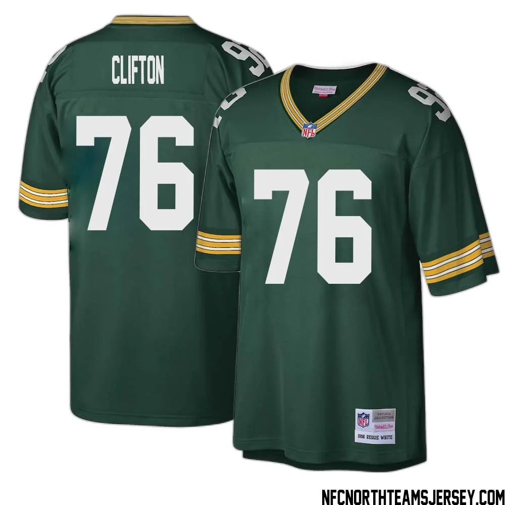 Chad Clifton No 76 Green Bay Packers Mitchell Ness Big Tall 1996 Retired Player Replica Jersey Green 1 1