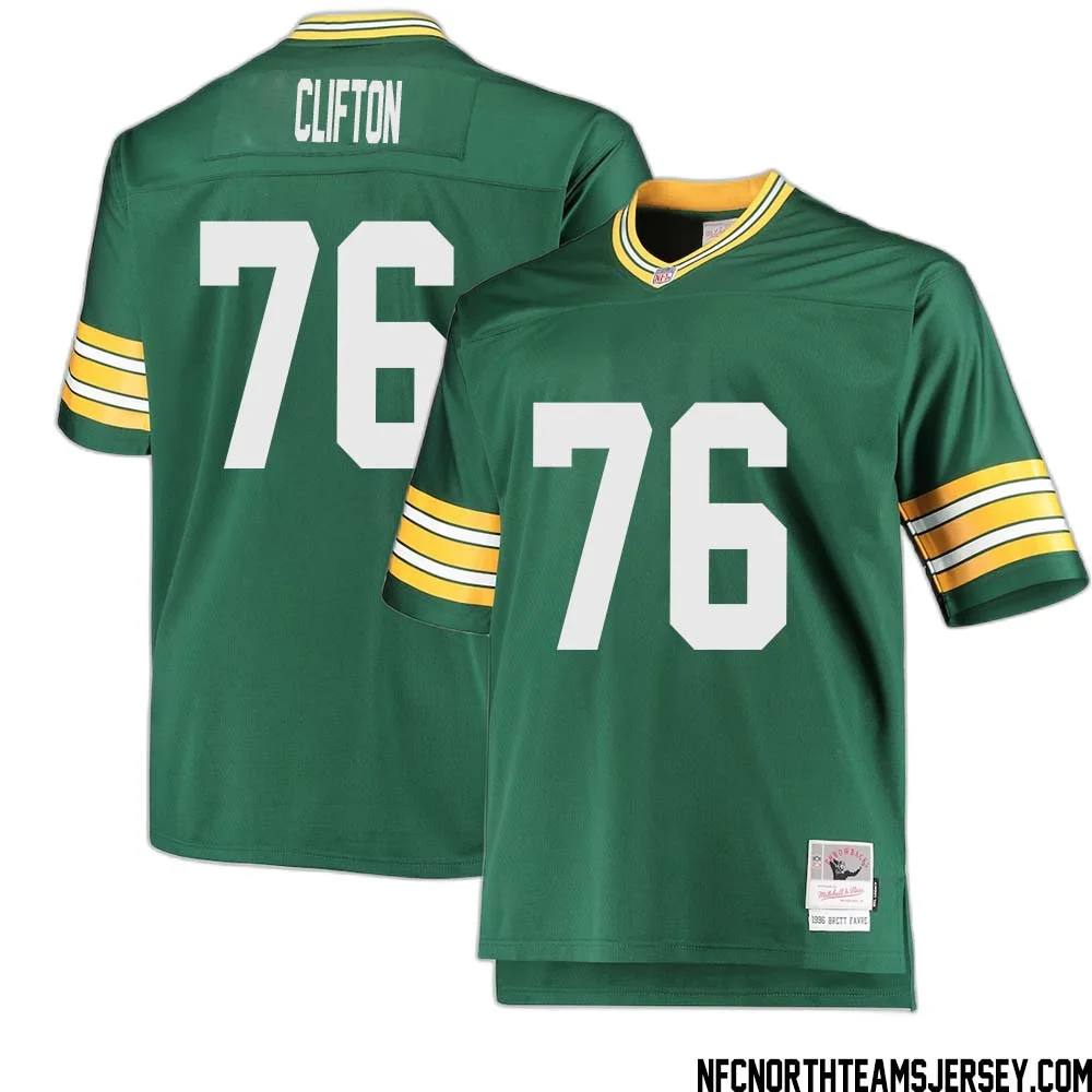 Chad Clifton No 76 Green Bay Packers Mitchell Ness Big Tall 1996 Retired Player Replica Jersey Green