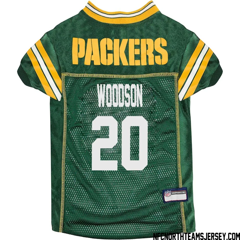 Charles Woodson No 20 Green Bay Packers Dog Jersey Green 1