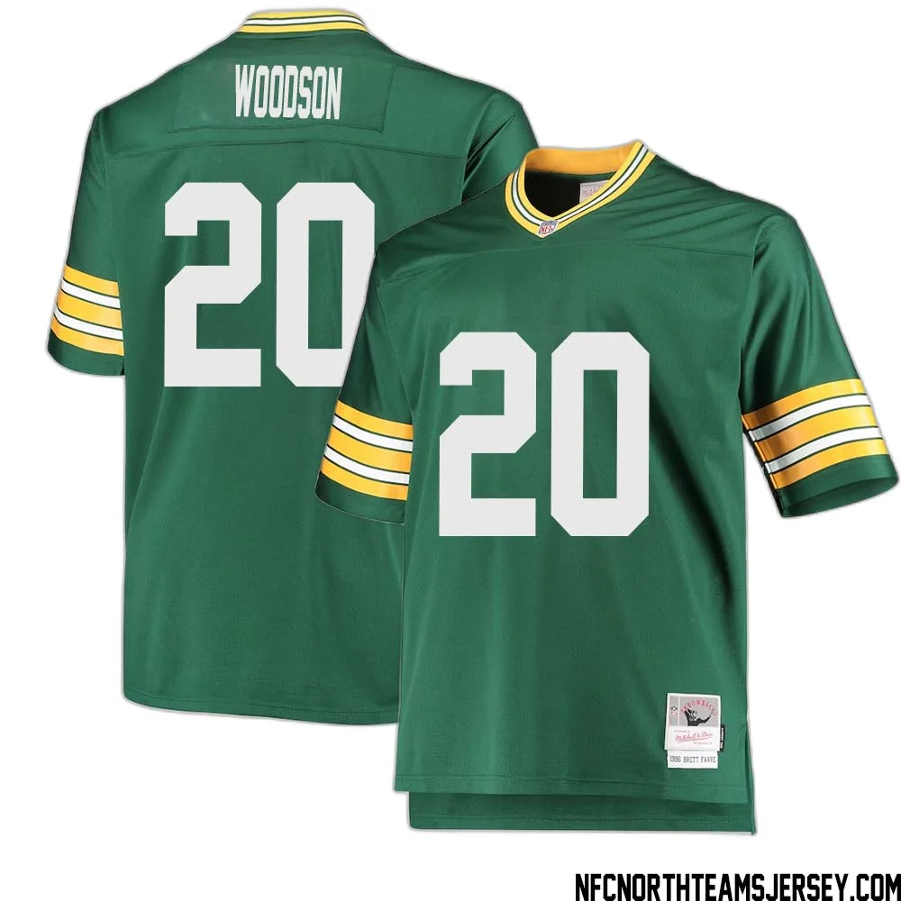 Charles Woodson No 20 Green Bay Packers Mitchell Ness Big Tall 1996 Retired Player Replica Jersey Green