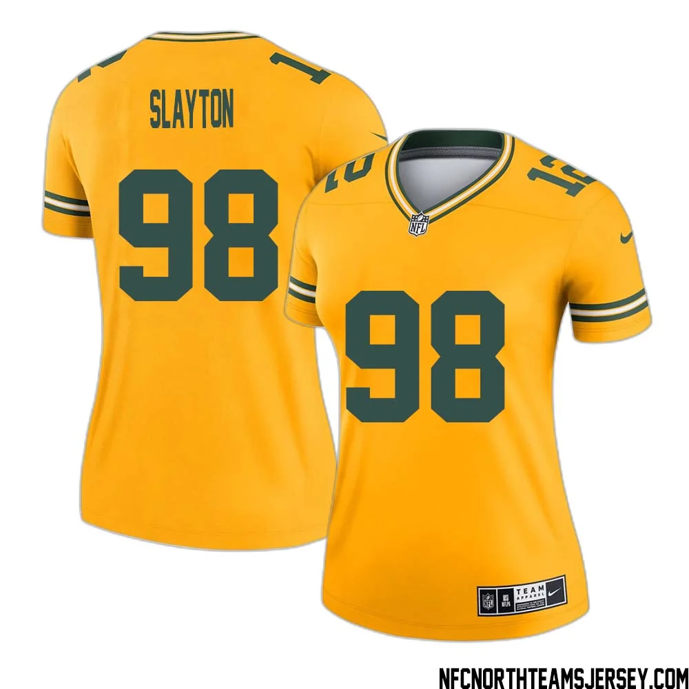 Chris Slayton No 98 Davante Adams Green Bay Packers Inverted Legend Jersey Gold Women