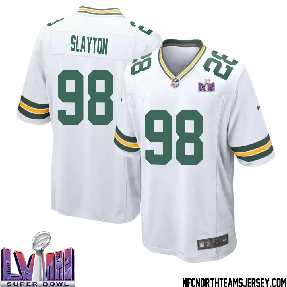 Chris Slayton No 98 Green Bay Packers Super Bowl LVIII Away Game Jersey Mens White 1