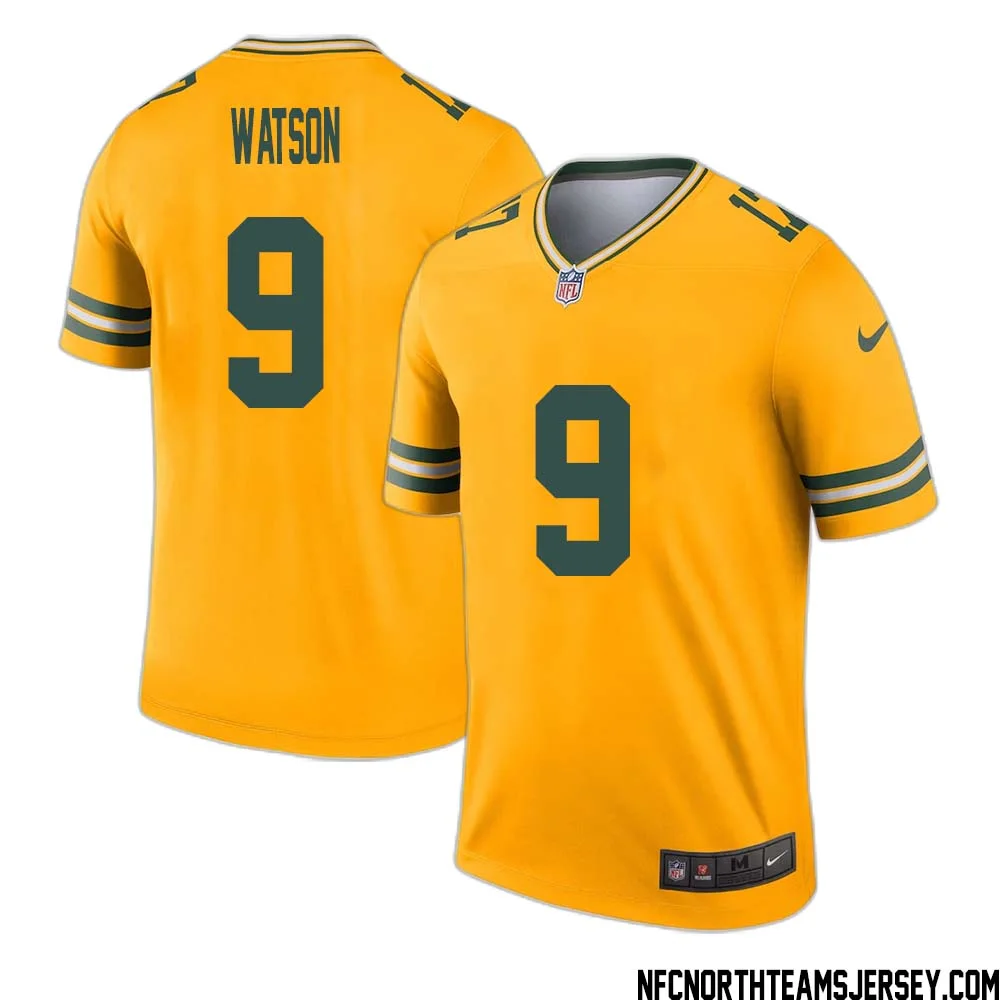 Christian Watson No 9 Davante Adams Green Bay Packers Inverted Legend Jersey Gold