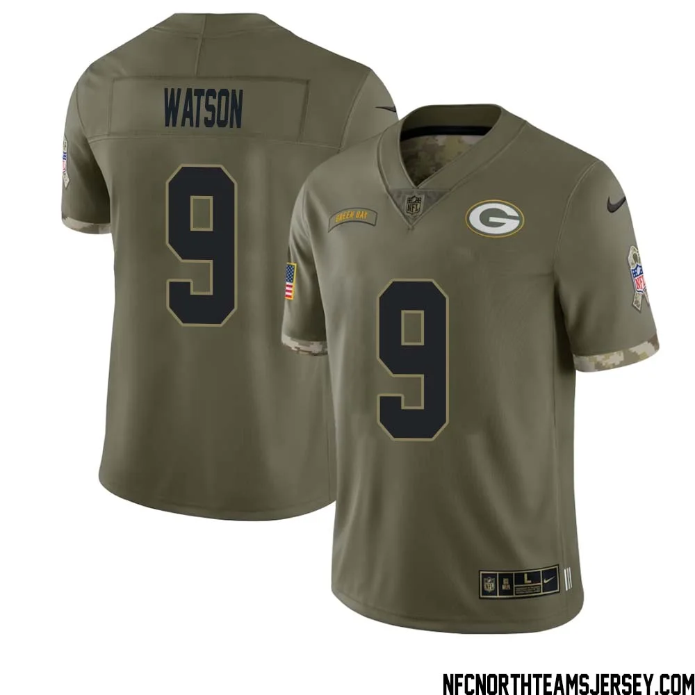 Christian Watson No 9 Green Bay Packers 2022 Salute To Service Limited Player Jersey Mens 1