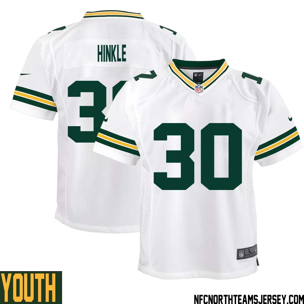 Clarke Hinkle No 30 Green Bay Packers Away Game Jersey Youth White 1