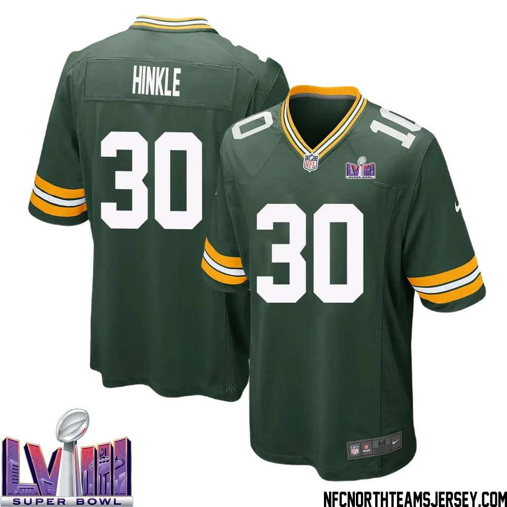 Clarke Hinkle No 30 Green Bay Packers Super Bowl LVIII Home Game Jersey Mens