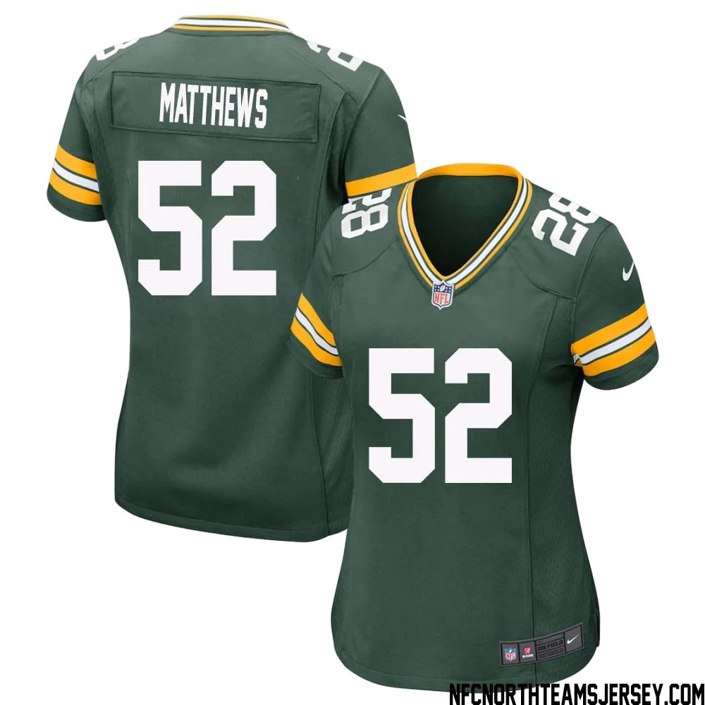 Clay Matthews No 52 Green Bay Packers Home Game Jersey Womens