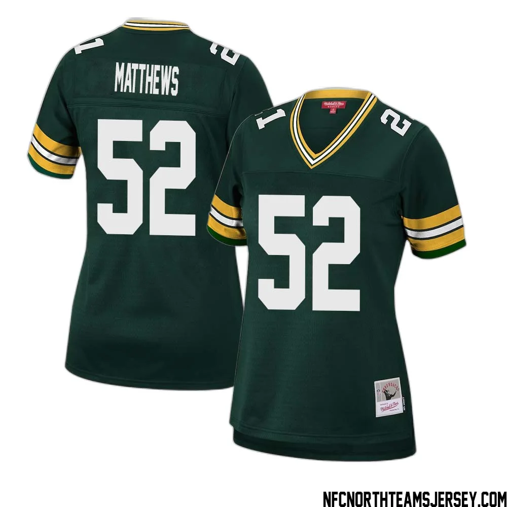 Clay Matthews No 52 Green Bay Packers Mitchell Ness Women 2010 Legacy Replica Player Jersey Green