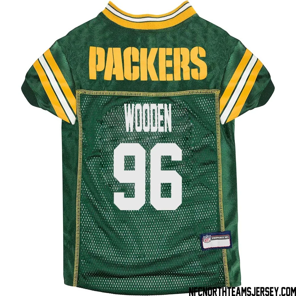 Colby Wooden No 96 Green Bay Packers Dog Jersey Green