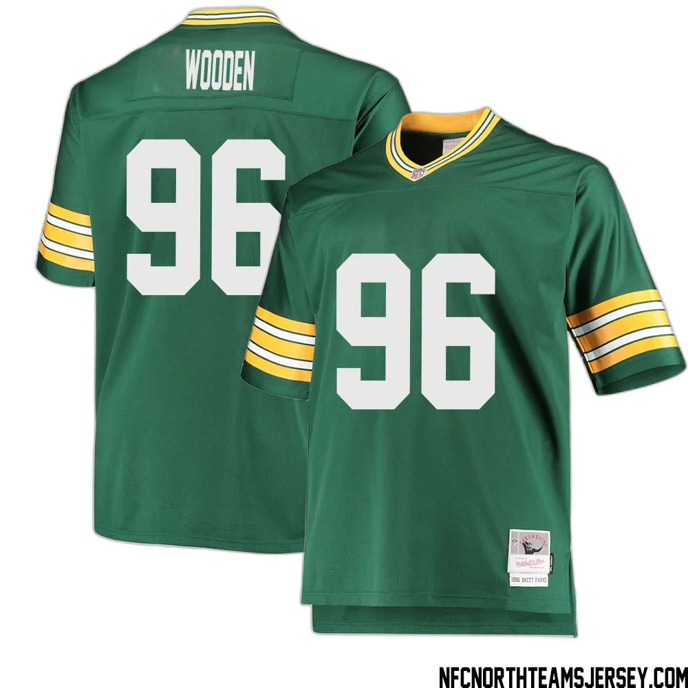Colby Wooden No 96 Green Bay Packers Mitchell Ness Big Tall 1996 Retired Player Replica Jersey Green 2