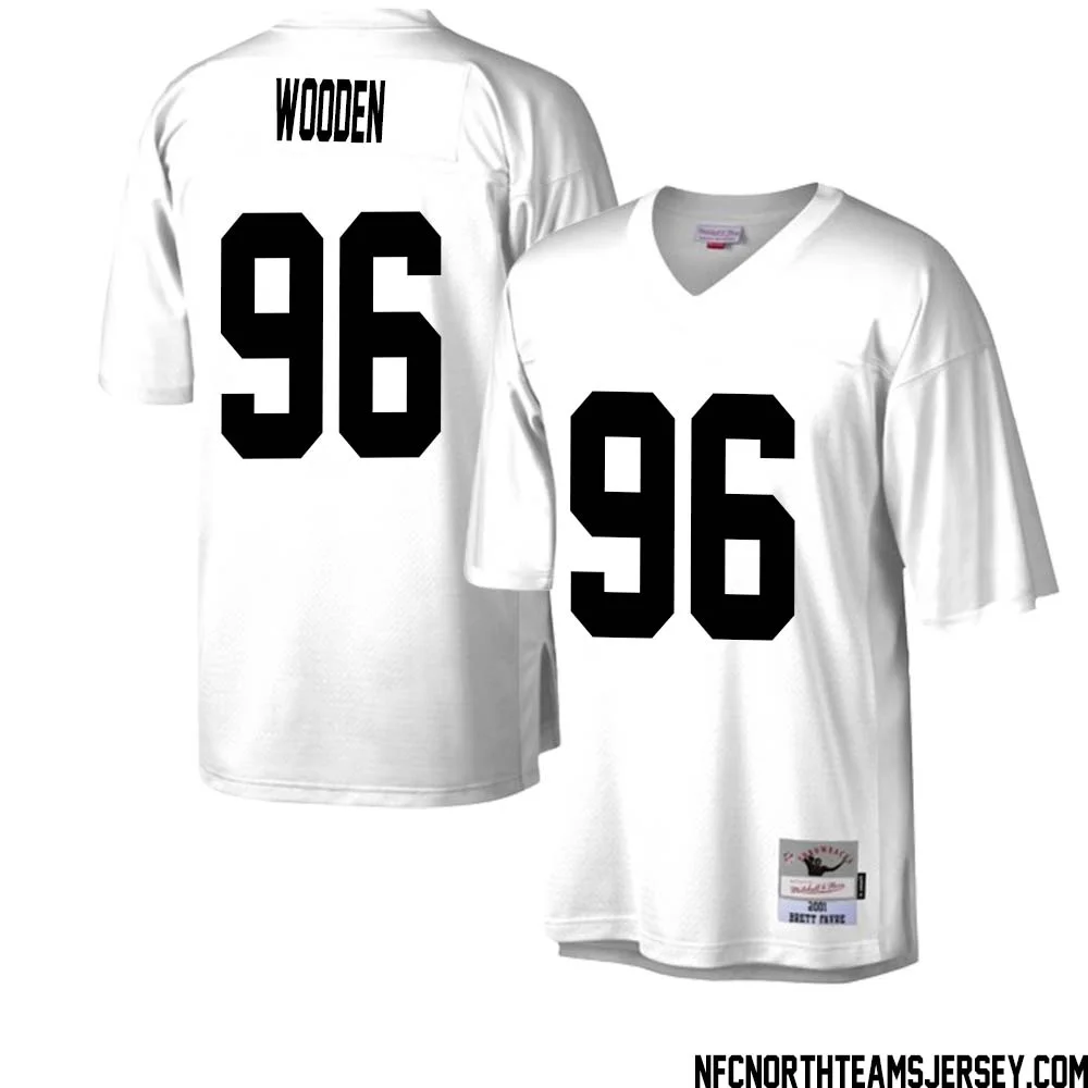 Colby Wooden No 96 Green Bay Packers Mitchell Ness Legacy Replica Jersey White 2