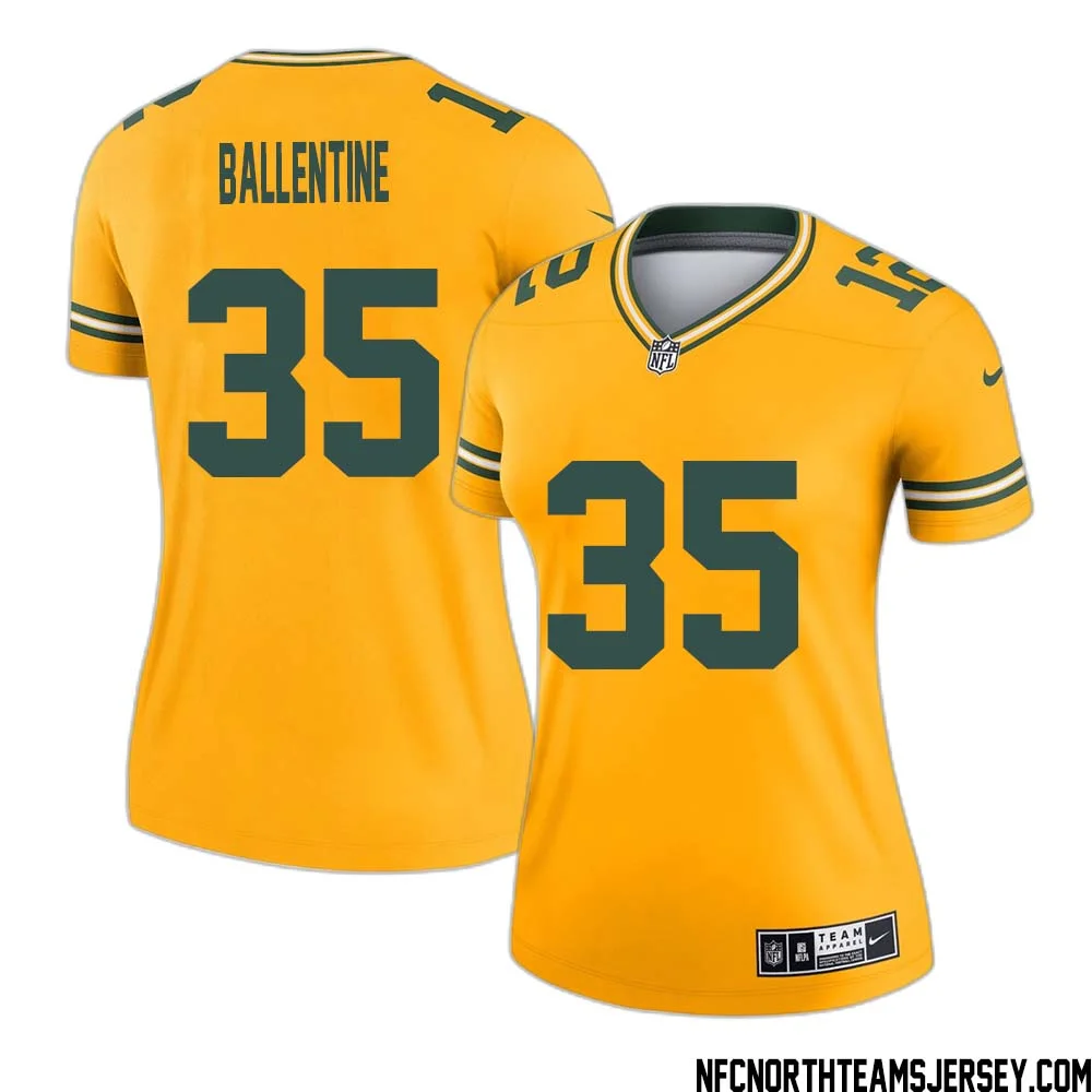 Corey Ballentine No 35 Davante Adams Green Bay Packers Inverted Legend Jersey Gold Women