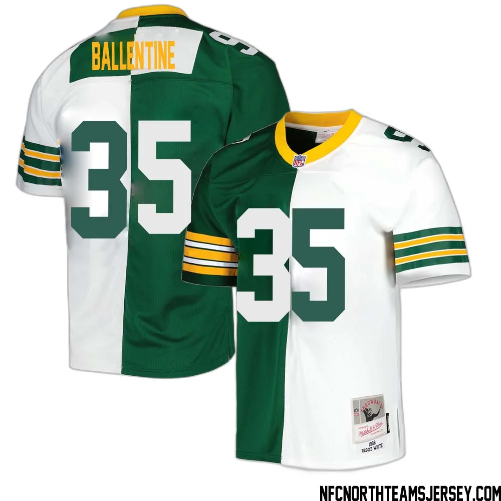 Corey Ballentine No 35 Green Bay Packers Mitchell Ness 1996 Split Legacy Replica Jersey Green White 1