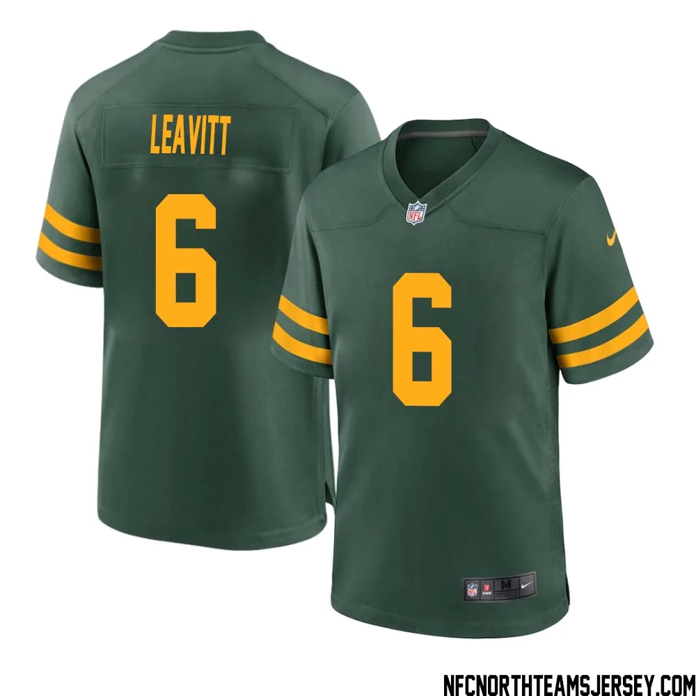 Dallin Leavitt No 6 Green Bay Packers Alternate Jersey Green Mens