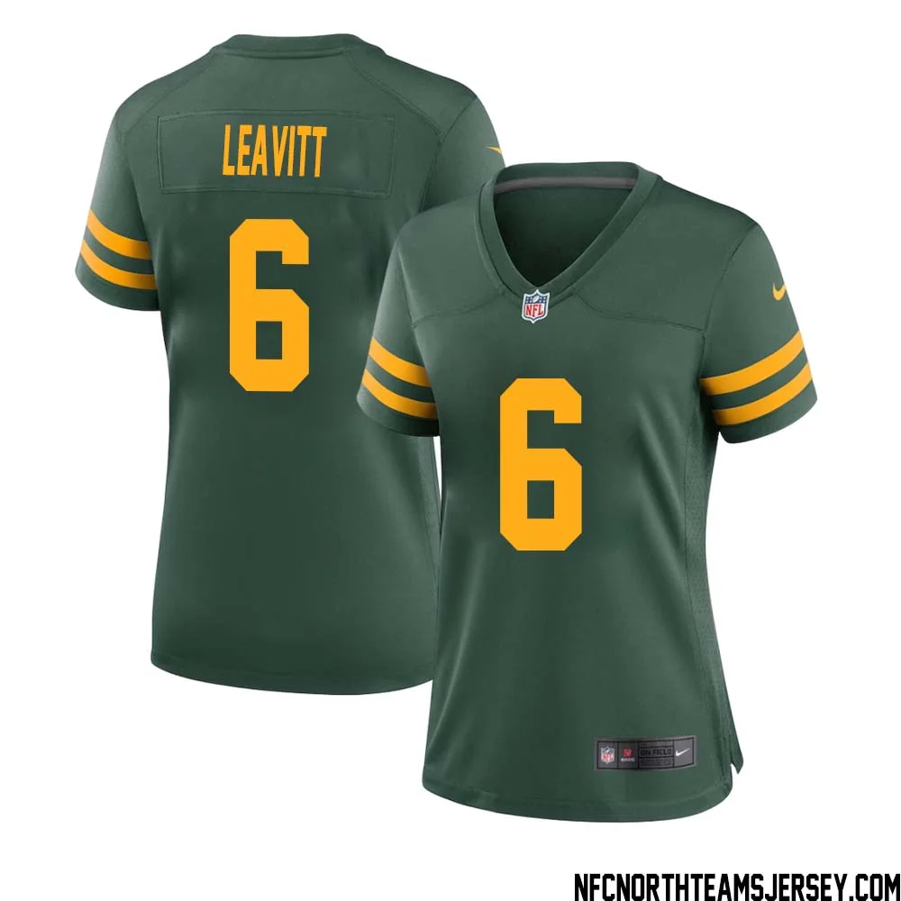 Dallin Leavitt No 6 Green Bay Packers Alternate Jersey Green Womens 1