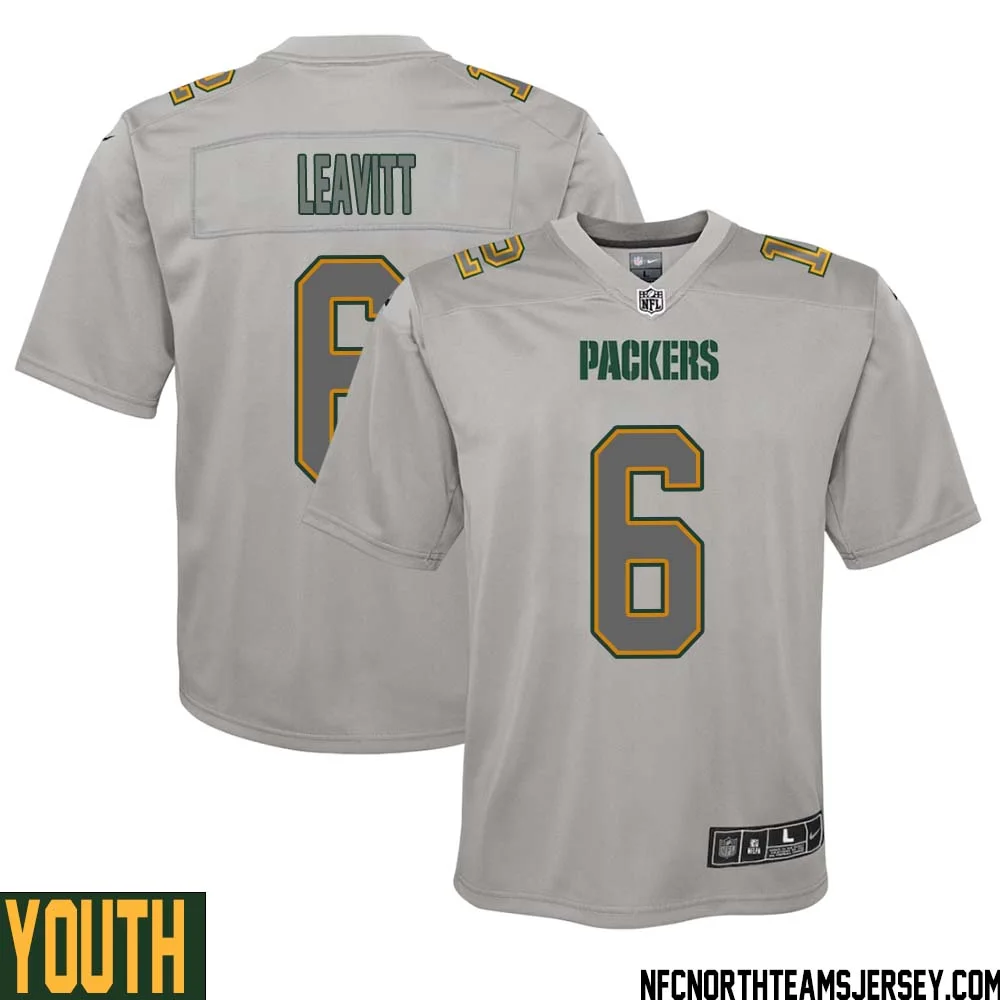 Dallin Leavitt No 6 Green Bay Packers Atmosphere Jersey Grey Youth 1