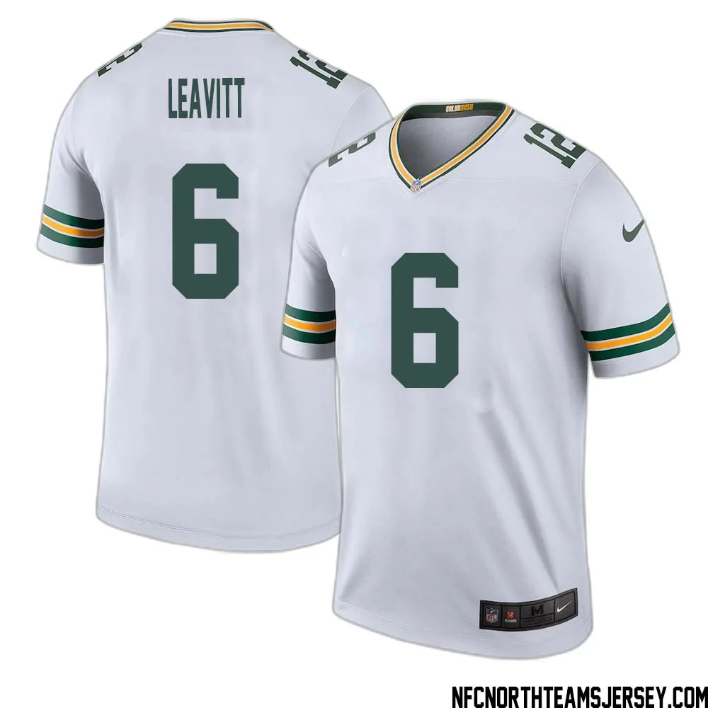 Dallin Leavitt No 6 Green Bay Packers Color Rush Legend Jersey White Mens 1