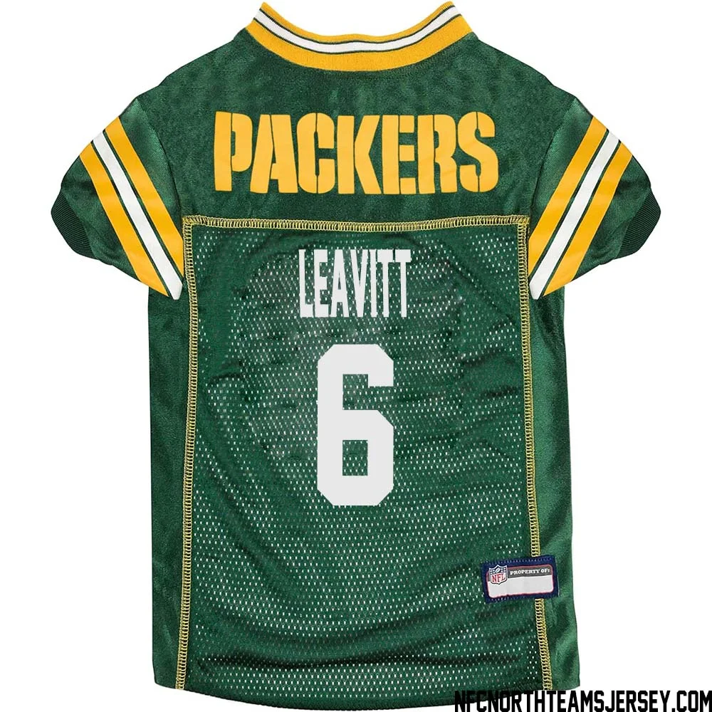 Dallin Leavitt No 6 Green Bay Packers Dog Jersey Green