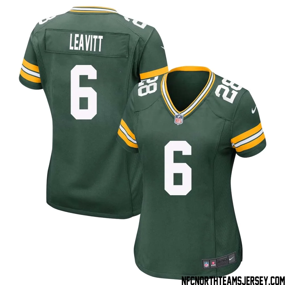 Dallin Leavitt No 6 Green Bay Packers Home Game Jersey Womens