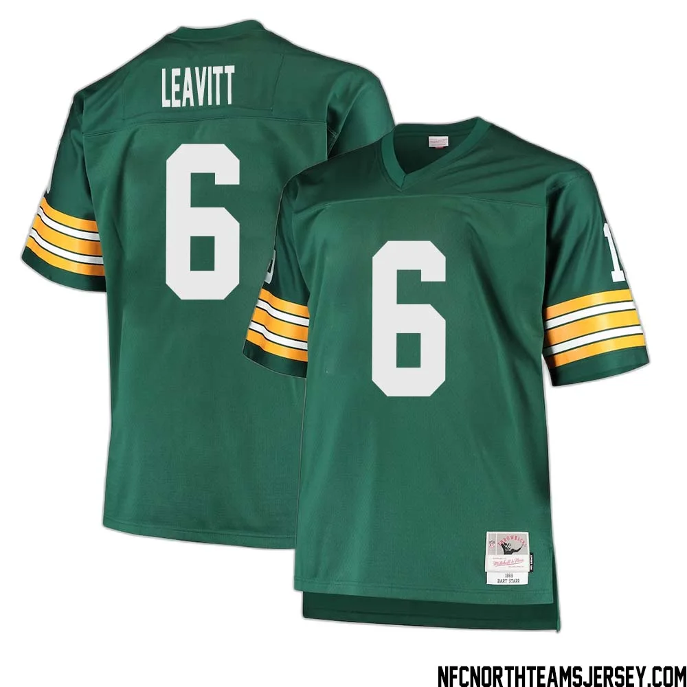 Dallin Leavitt No 6 Green Bay Packers Mitchell Ness Big Tall 1968 Retired Player Replica Jersey Green