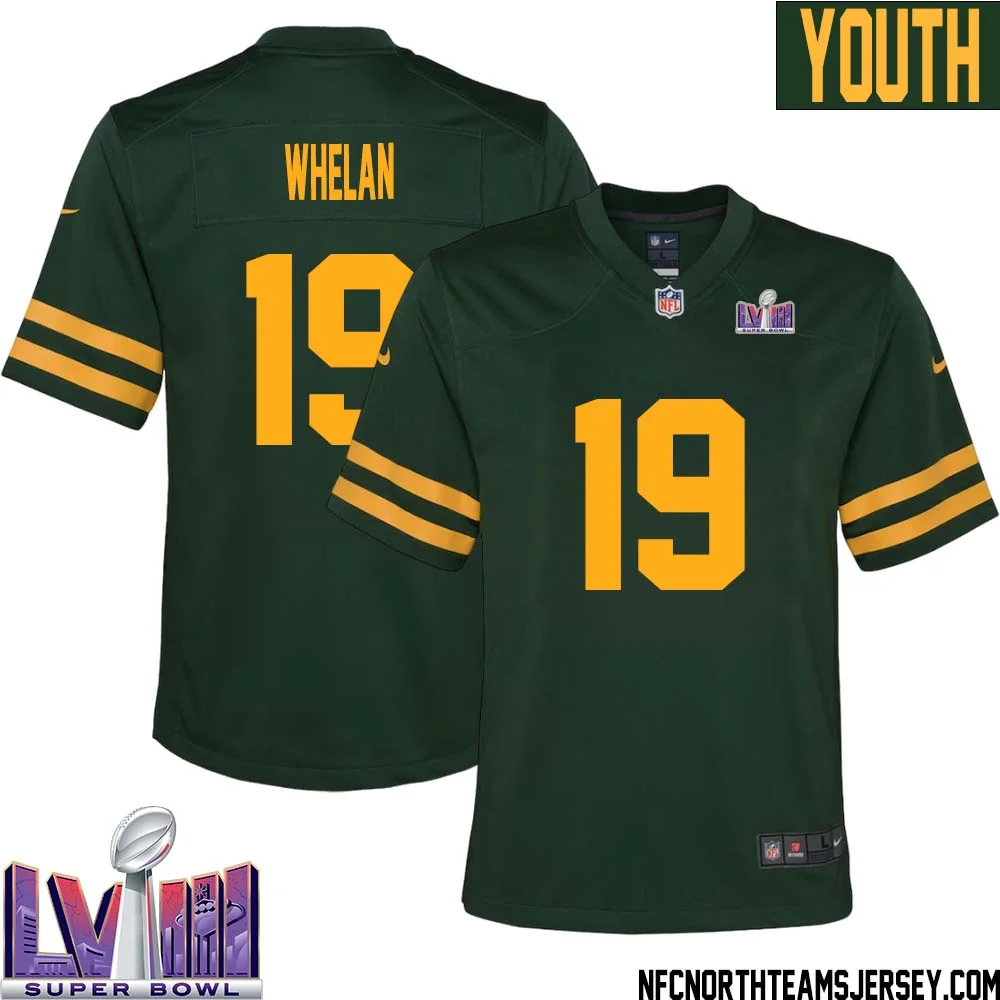 Daniel Whelan No 19 Green Bay Packers Super Bowl LVIII Alternate Green Jersey for Youth