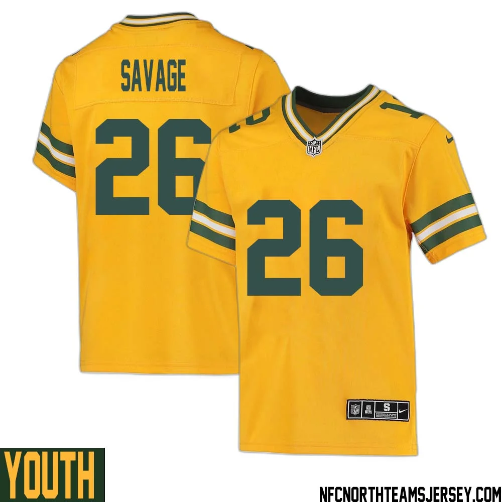 Darnell Savage No 26 Davante Adams Green Bay Packers Inverted Legend Jersey Gold Youth