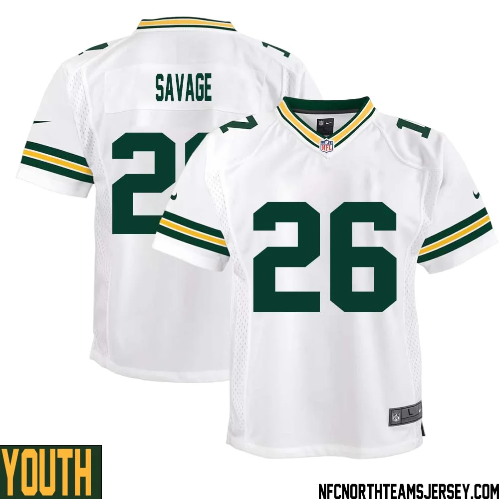Darnell Savage No 26 Green Bay Packers Away Game Jersey Youth White 1